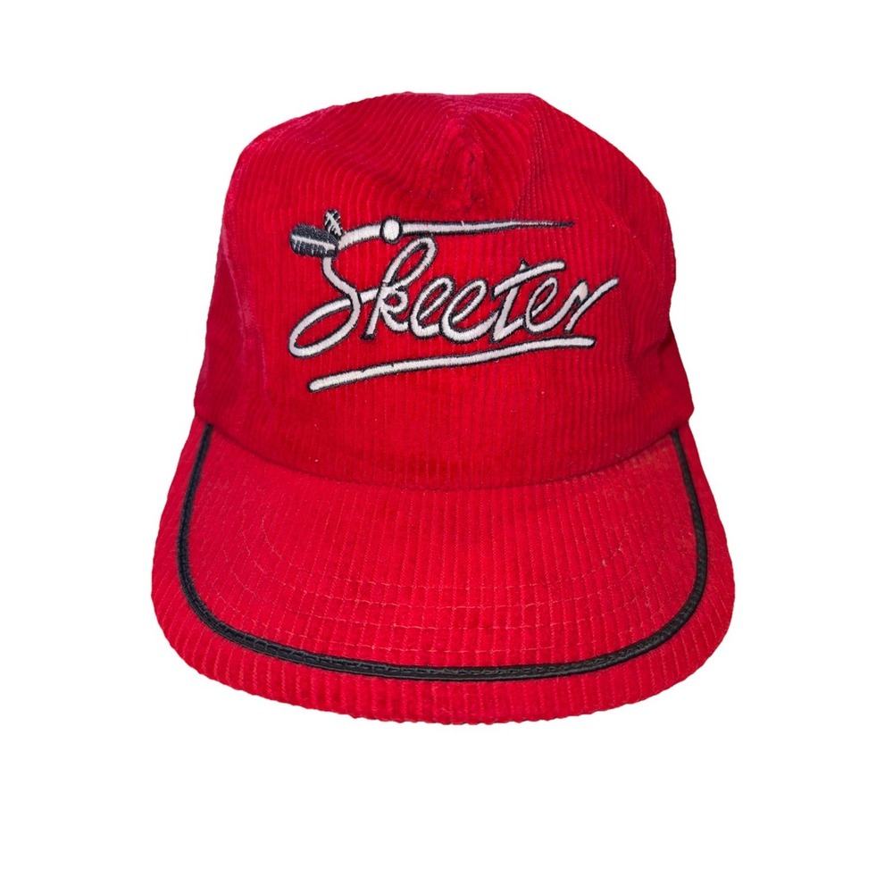 Skeeter Bass Boats Corduroy Trucker Hat Red Snapback USA Vintage Fishing
